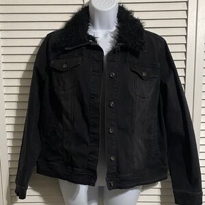 DG2 by Diane Gilman Black Jean Jacket with removable Faux Fur